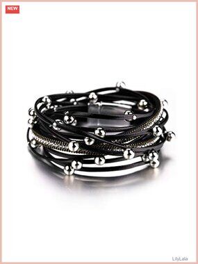 Fesciory Leather Wrap Bracelet Women Boho Western Stacked Cuff